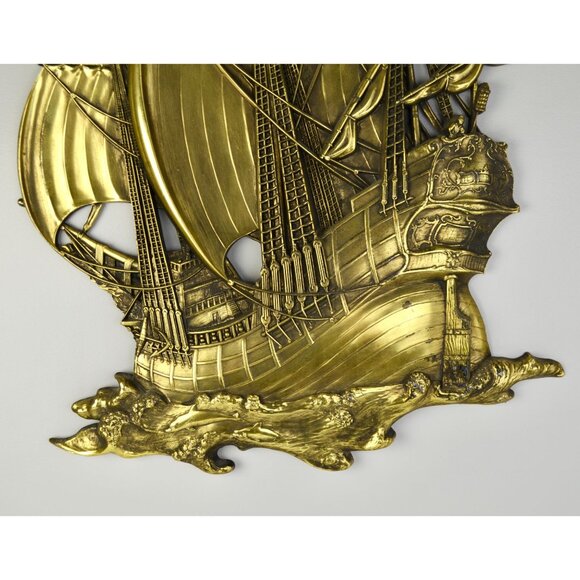Homco MCM Gold Metallic Ship Wall Decor - Picture 4 of 6